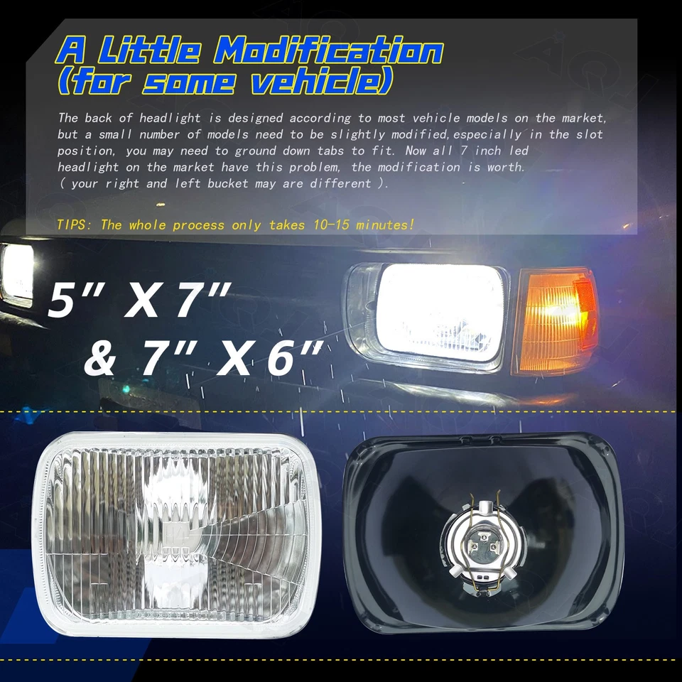 Pair For Chrysler Cordoba 1980-1983 7X6" Projector LED Headlights Hi/Lo Beam Foto 3 de 4