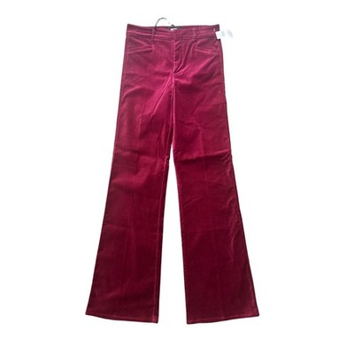 Anthropologie Paige high rise flair Velvet Trouser Pants Berry Jam Wine 26 NEW
