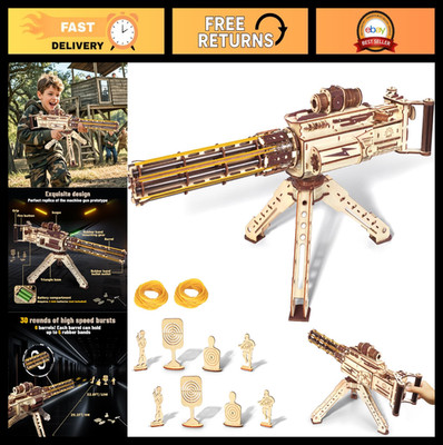 3D Wooden Puzzle Model Kit - 344 Piece DIY Machine Gun Puzzle for Adults & Teens