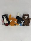 Vintage Wood Cat Zigsaw Puzzle Blocks Hand Painted Wooden Block Cats Kitty