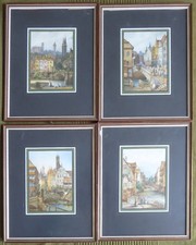 Kunstdruck Lithographie Auguste Mathieu Nürnberg Stadtansicht 4 St. gerahmt