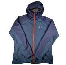 Haglofs Esker Jacket Men's XL Hooded Outdoor Blue Orange 2L Waterproof Hiking