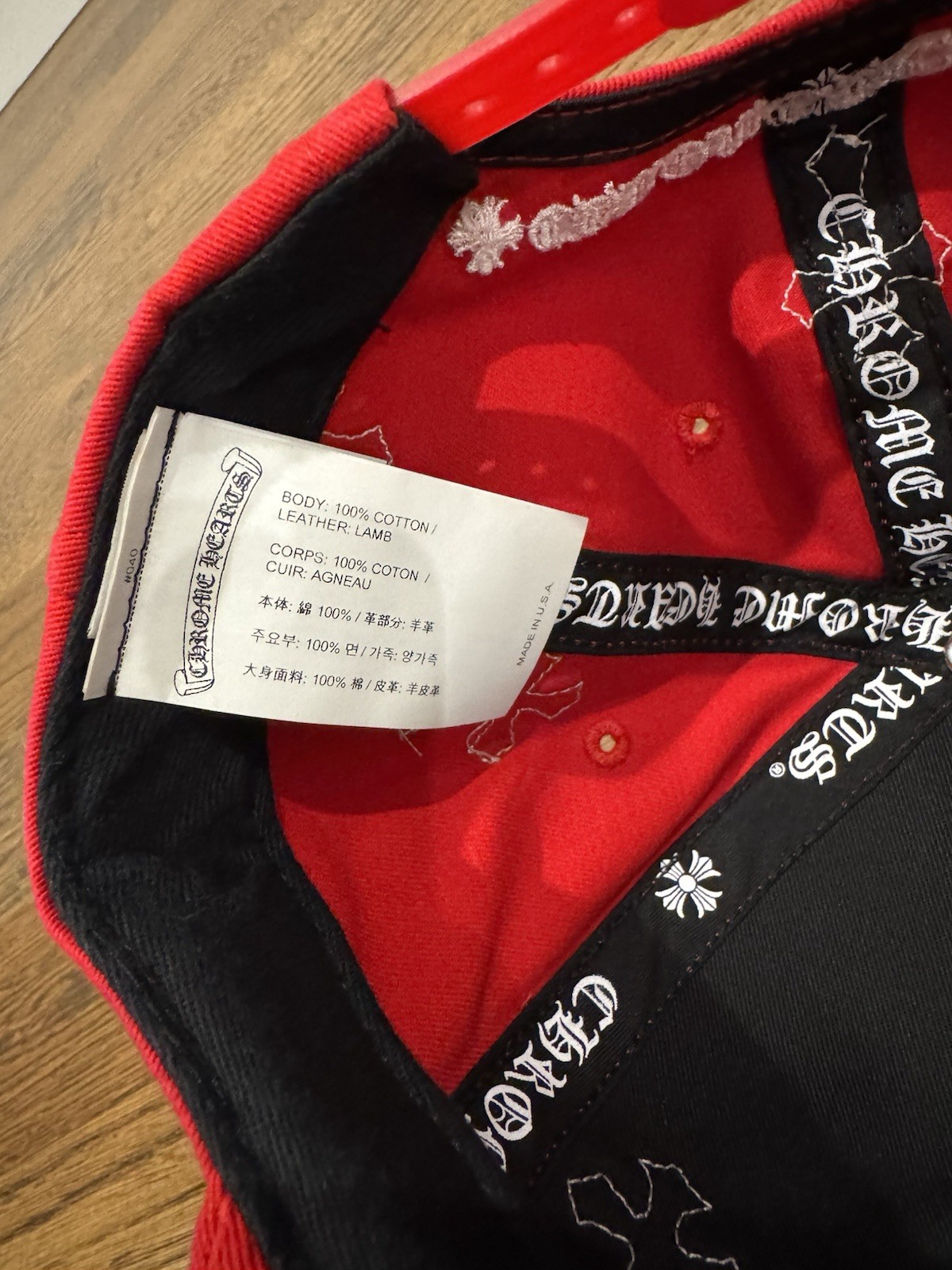 Chrome Hearts Red White Cross Patch SnapBack Hat - image 5