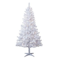 6.5' Pre-Lit Madison Pine White Artificial Christmas Tree with Color-Changing LE