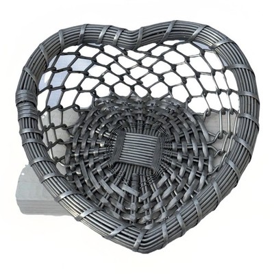 Woven Heart Shape Basket 11  X  10 1/2 x 4 Across Top Metal
