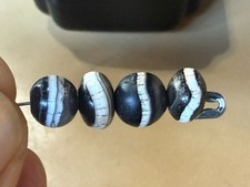Ancient Tibetan Ramig Dzi, Goat Eye Agate, Original Ancient Bead 4 pieces