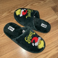Grinch Christmas Slippers Plush Holiday Green Mule Slides Slip-on