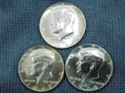 Lot of 3- 40% Silver Kennedy Half Dollars AU/BU , 40% Silver- 1965, 67, 68  A91