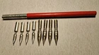 Vintage Soviet School Ink Fountain Pen Wooden Set of 8 Nibs Russia USSR 1960s