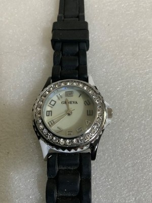 Geneva Women s Watch-Mother of Pearl Face-Rhinestones-New Battery-Works