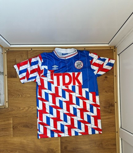 VINTAGE UMBRO AJAX 1989 1990s HOME JERSEY SHIRT SOCCER FOOTBALL Size XL