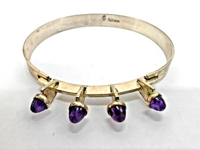 Armreif Designerkunstwerk Kultaseppa Salovaara Finnland Amethyst 813 Silber