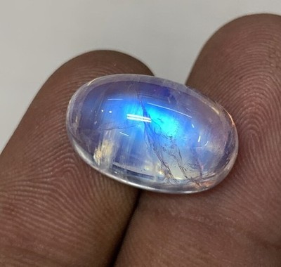 AAAAAAAA Quality  Rainbow Moonstone  Blue Fire Oval Shape Cabochon 11x27.5MM