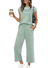 WIHOLL Two Piece Sets for Women Summer Spring Travel Vacation Outfits Cap Sle...