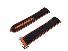22mm Omega seamaster Planet Ocean Black/orange Nylon Rubber Watch Strap Band
