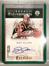 Rare 99 Limited Auto 15 Panini Ray Allen Signed NBA Bucks Sonics Jersey Baske