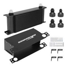 16-row Transmission Oil Cooler Kit An10 For Universal Fitment Black