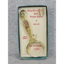 Vintage Gold Tone Magnifying Glass and Phone Dialer Hi-Power Lens Made in USA