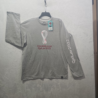 QATAR World Cup SOCCER TEAM football 2022 FIFA XLarge  Long SLEAVE T Shirt grey 