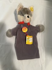 Steiff Wolf Hand Puppet Mohair Wool Vintage with Tags Made In Germany