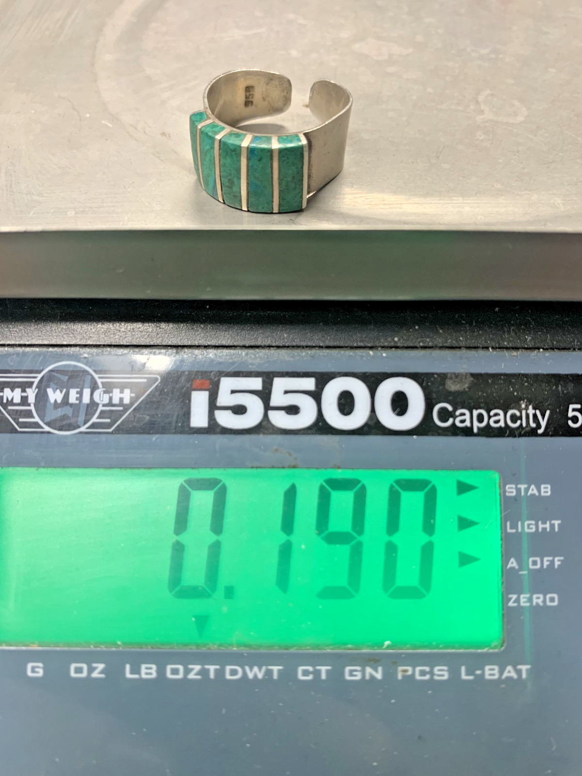 950 silver and malachite adjustable ring size 8.5… - image 9