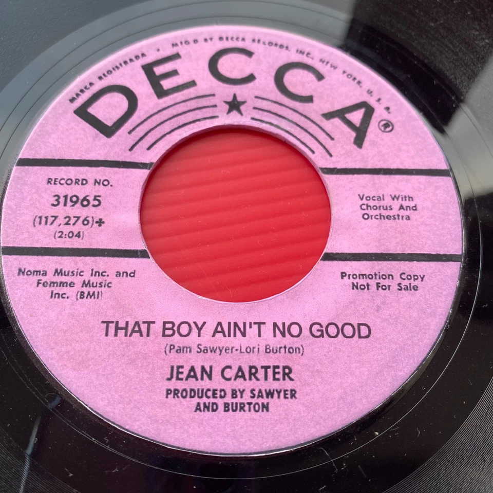 JEAN CARTER That Boy Ain't No Good 1966 US 7" PROMO vinyl single DECCA record 45 - Image 4 of 4