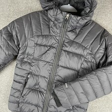 The North Face Puffer Jacket Girls 10-12 Gray Hooded 550 Down Winter Zip