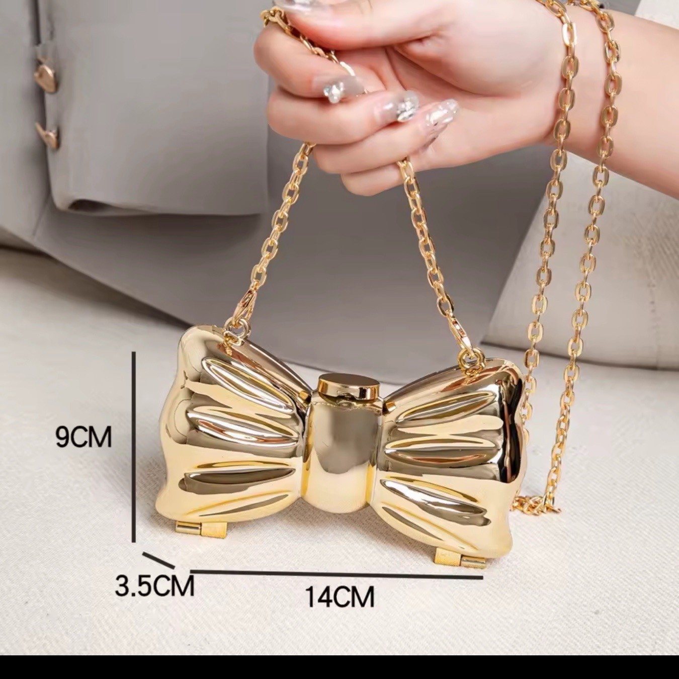 Golden Acrylic Evening Bag Luxury Round Shiny Shoulder Clutch