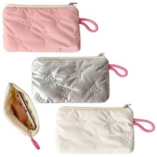 Quarter Rainbow 3 Pcs Makeup Bag for Purse, Snap Closure white,pink,silvery