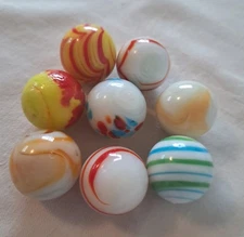 Decorative Glass Balls 1 inch colorful solid Swirly 8 Balls