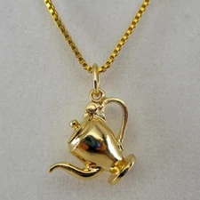 Without Stone Men's Customize Teapot Pendant 14K Yellow Gold Plated F/Chain 18'