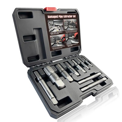Heavy-Duty Pipe Extractor Set   9 Piece Broken Pipe Removal Tool Kit for 1/8''...