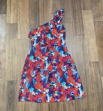 Charles Henry Floral One Shoulder Red Dress Size Medium Lined Made In USA NWT