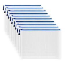 10 Pcs Zipper File Bags, Waterproof Plastic Mesh Pouch for Office School, Boa...