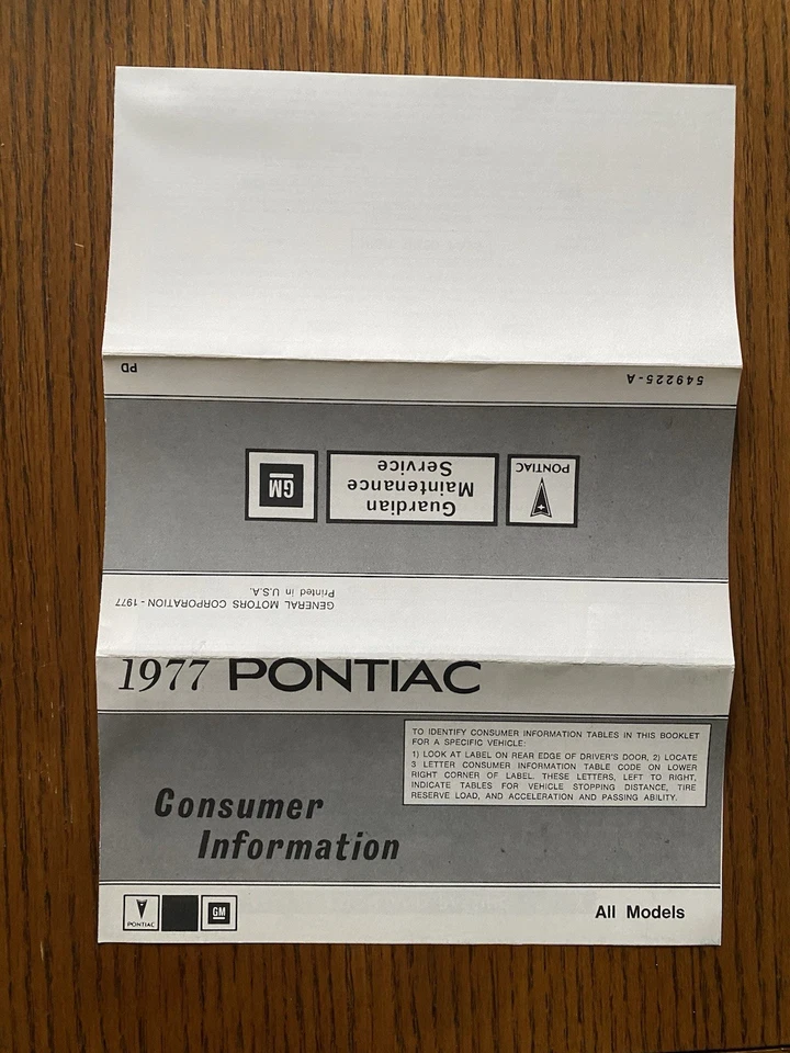 Pontiac 1977 vehículo nuevo folleto de información al consumidor Firebird transmisión automática T/A Foto 2 de 4