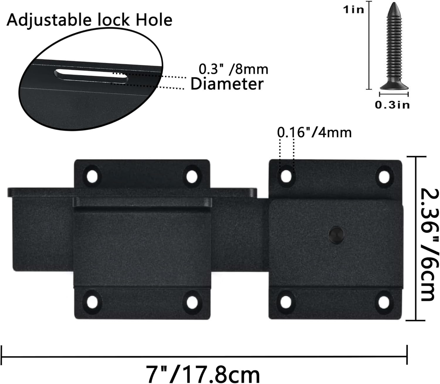 Flip Gate Latch Lock with Padlock Hole，Black 3.5mm Heavy Duty Carbon Steel Ad...
