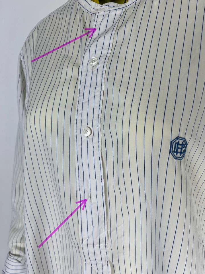 Vestido camisa listrado Jacques Doucet 1900-1930 extremamente raro punho francês - Imagem 4 de 4