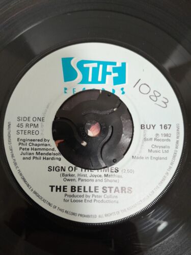 The Belle stars  - Sign of the times/Madness on Stiff label. Original record.   - Picture 1 of 3
