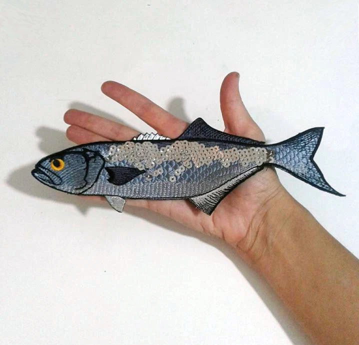 Sea Fish with Sequins Handmade Embroidered Patch - Image 2 of 4