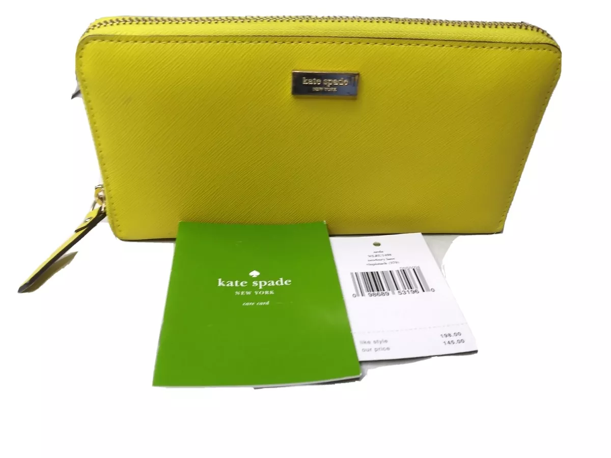 Kate Spade Neda Newbury Lane Zip Around Wallet Neon Yellow WLRU1498 | eBay