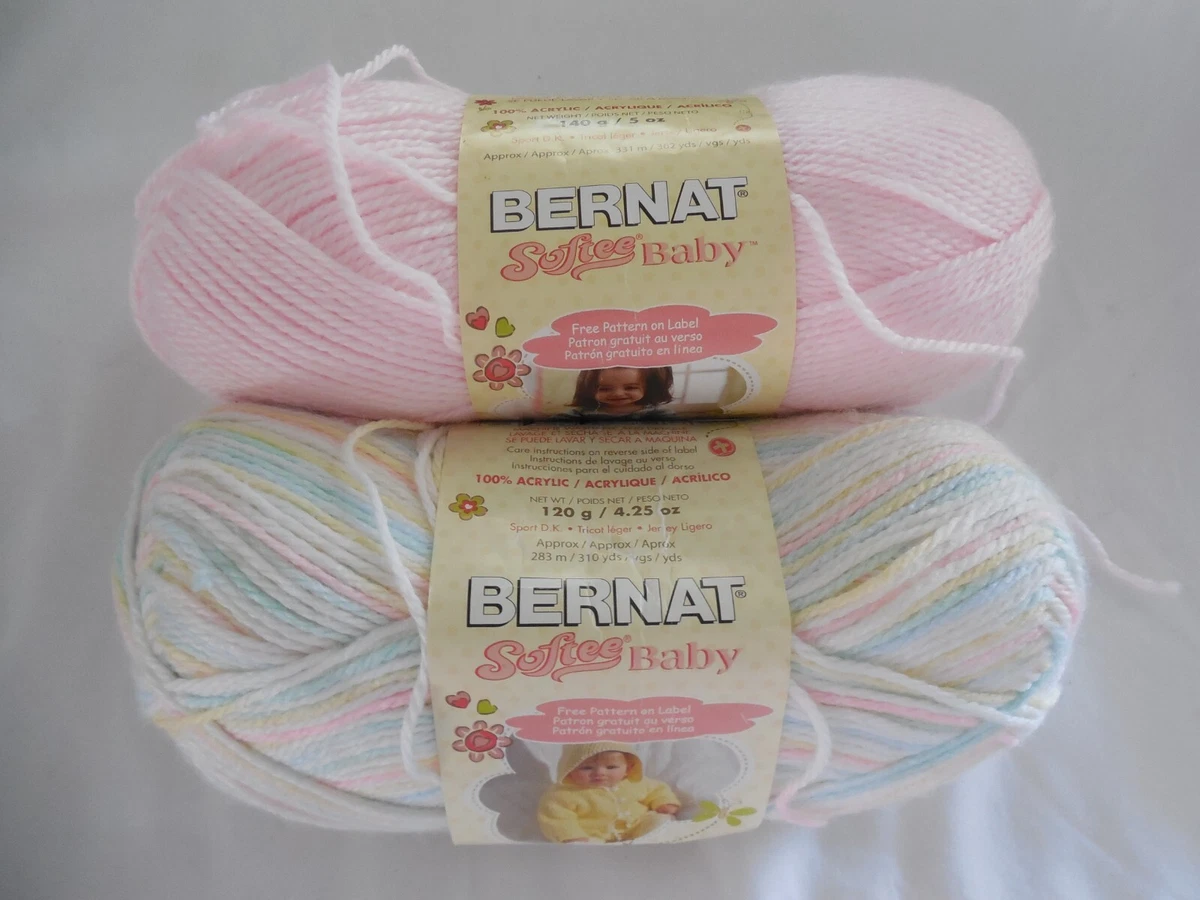 Bernat Softee Baby Yarn - Lot of 2 Partial Skeins - Baby Baby & Pink