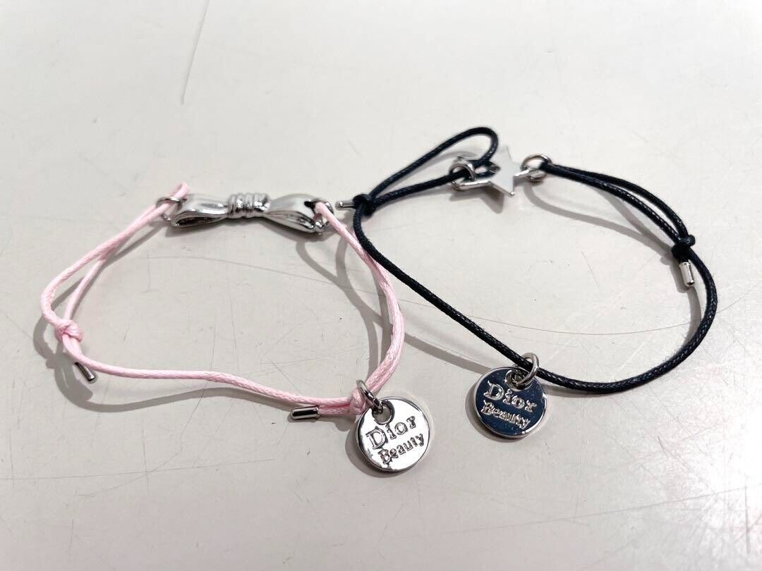 Christian Dior Bracelet Set Star Ribbon Logo Silver Black Christian Dior Bracelet Set Star Ribbon Logo Silver Black