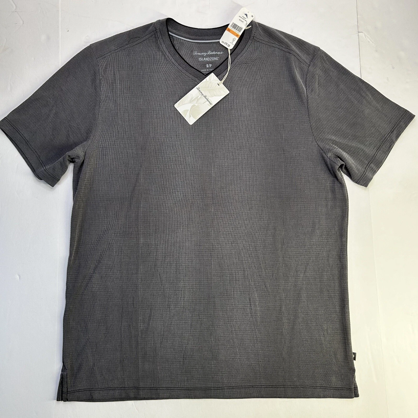 Tommy Bahama Shirt Mens Small V Neck Black Coastal Crest Island Zone New