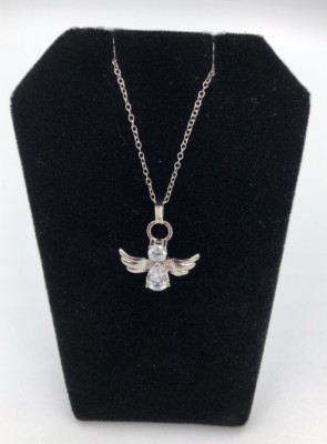 Atemberaubende Sterling Silber 925 Halskette mit klarem CZ Anhänger Engel