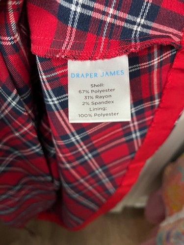New Draper James Love Circle Angie Check Bow Waist Red Plaid Dress Size 24 - Picture 5 of 6