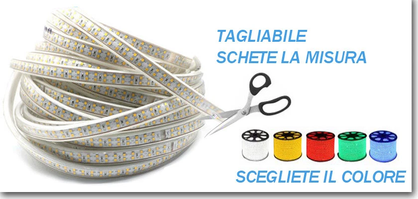 STRISCIA LED STRIP DOPPIO LED 5050 3014 INTERNO ESTERNO 220V BOBINA 1MT A 100 MT - Immagine 3 di 4
