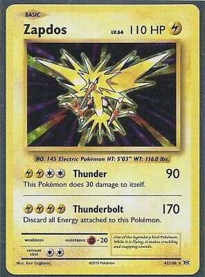 Zapdos REVERSE HOLO RARE 42/108 Pokemon TCG XY Evolutions Card NM Shiny  2016