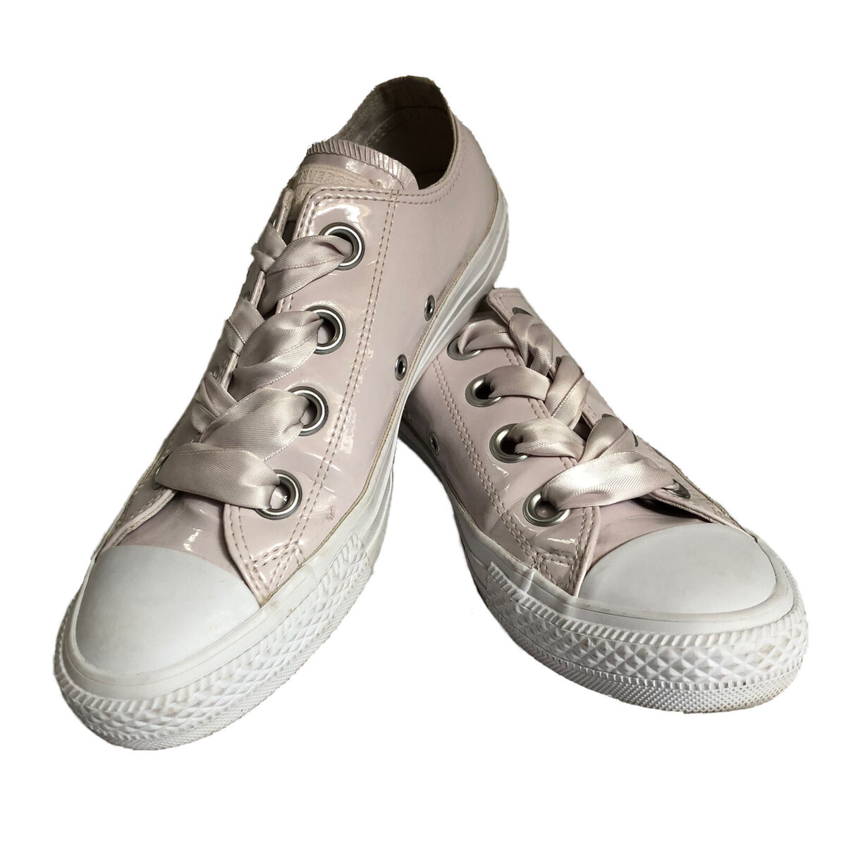 pakke Lys bøn Converse All Star Low Top Pink Gloss Size Women 7 Ribbon Laces Patent  Leather | eBay