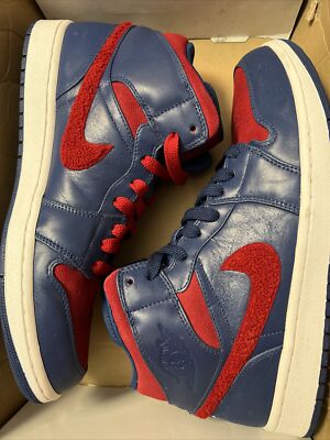 Nike Air Jordan 1 Mid Blue Mens 12 Leather High Top Basketball Sneakers 375173 Jordan AJ 1 Mid | Men main image 3