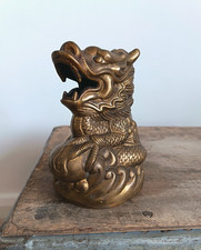 Vintage Chinese Bronze Brass Dragon Censer Incense Burner Head